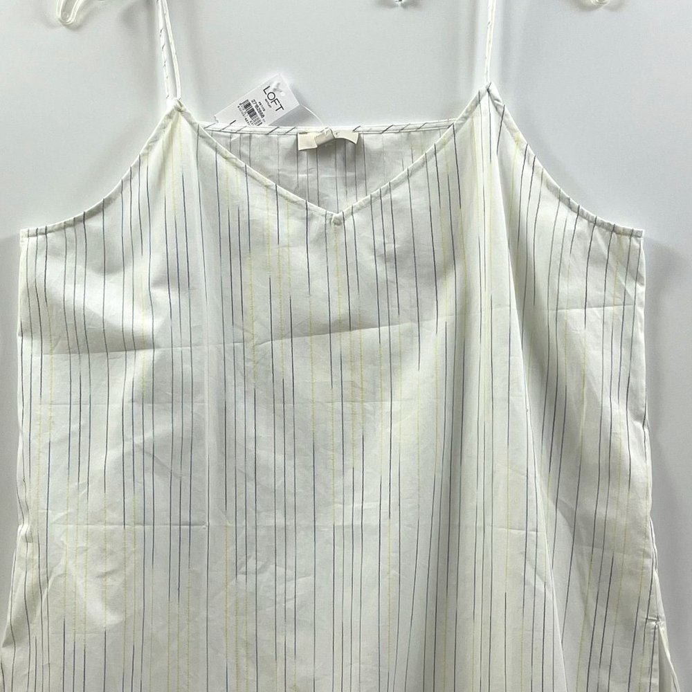 Loft Womens Striped Tie String Cami Tank Top Size Large Petite V-Neck NEW